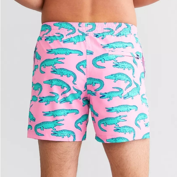 Chubbies Pink and Teal Alligator Print Men's Shorts - Picture 2 of 9